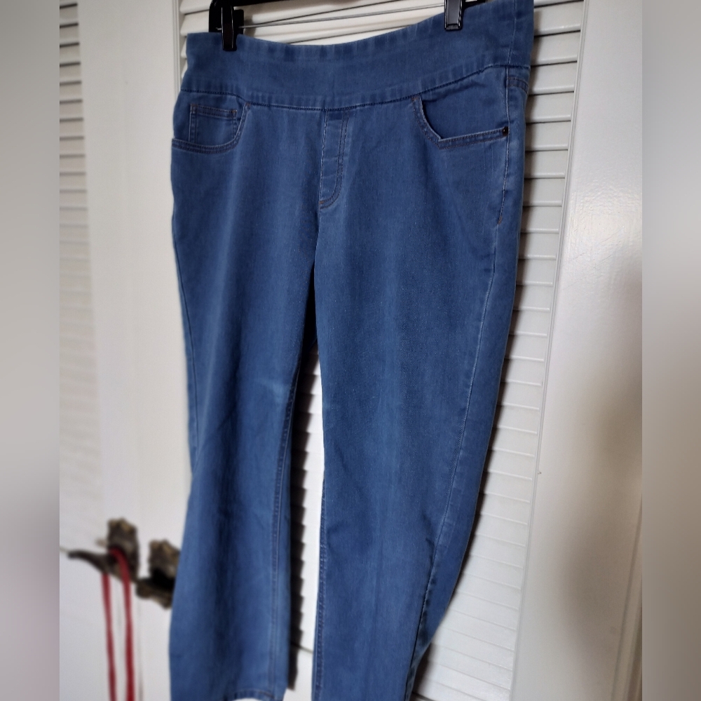Denim & Company Women's Pullon Stretch Jeans Size 14 Petite Straight Leg